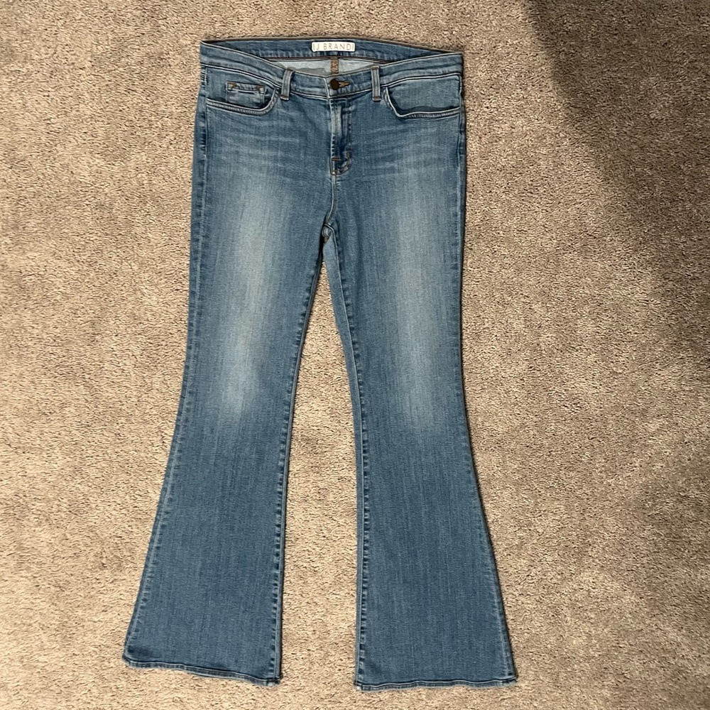 J Brand Icicle Mid-Rise Flare Pieced Denim Jeans Size 31